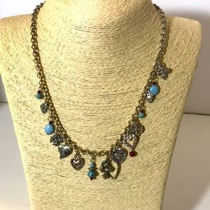 Premier Designs silver blue charm necklace romantic western boho Santa Fe chic
